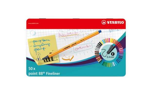 Immagine di Fineliner Point 88 - tratto 0,4 mm - colori assortiti - Stabilo - scatola metallo 50 pezzi