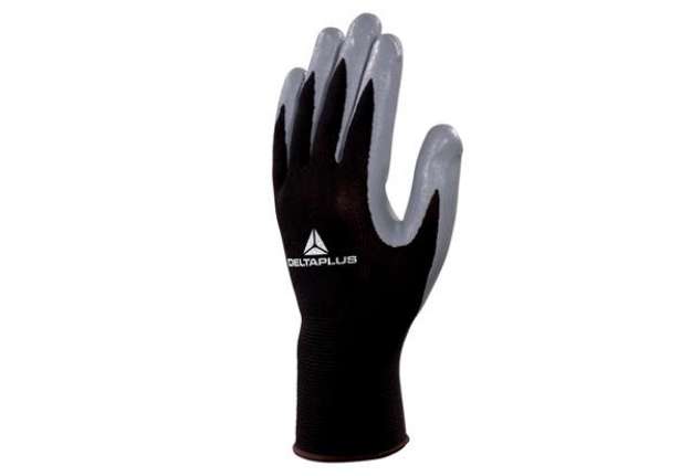 Immagine di Guanti di precisione VE712GR - poliestere - palmo in nitrile - taglia 07 - nero/grigio - Deltaplus