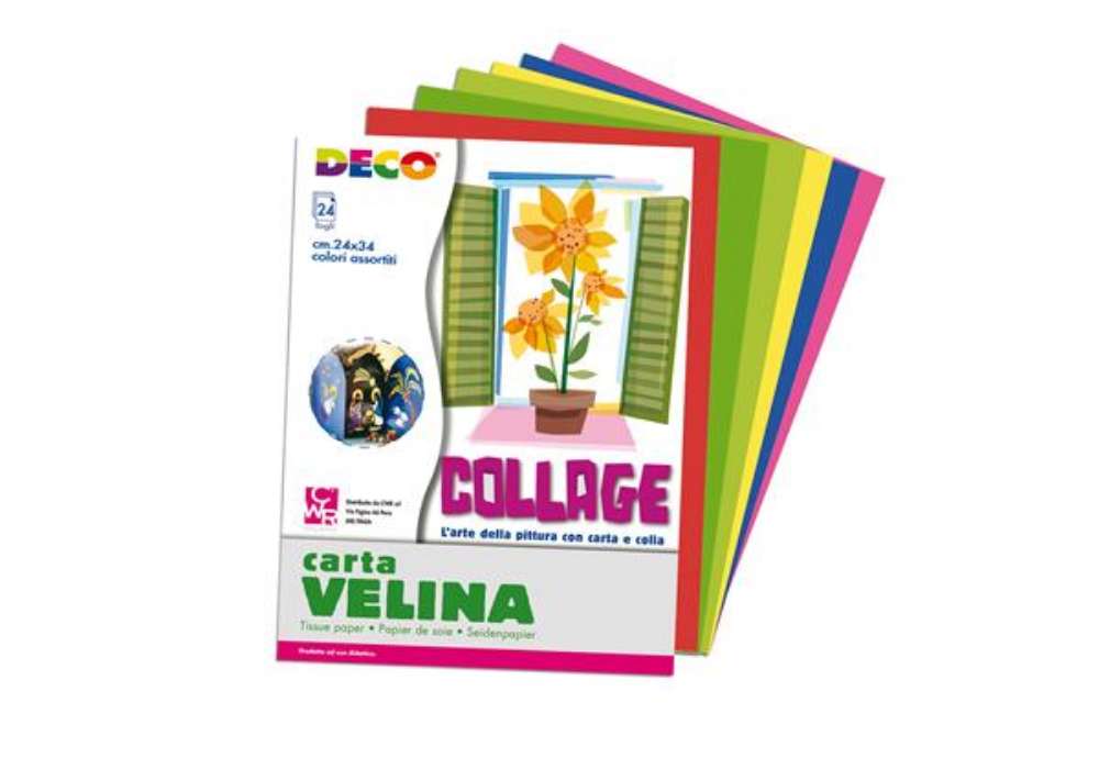 Immagine di Carta velina - 24 x 34 cm - 20 gr - colori assortiti - Deco - 24 fogli