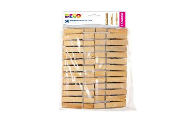 Immagine di Molletta in legno - 72 x 10 mm - DECO - busta 50 pezzi