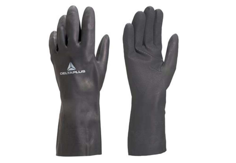 Immagine di Guanti per protezione chimica VE509 - neoprene floccato cotone - taglia 08/09 - nero - Deltaplus