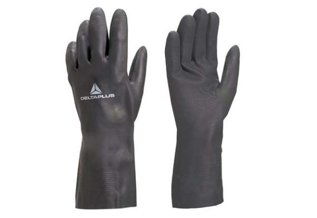 Immagine di Guanti per protezione chimica VE509 - neoprene floccato cotone - taglia 08/09 - nero - Deltaplus