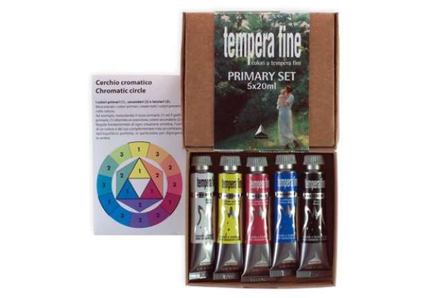 Immagine di Tempera fine Primary Set - 20 ml - colori primari (nero, bianco inclusi) - Maimeri - set 5 pezzi