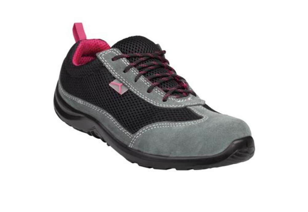 Immagine di Calzatura di sicurezza Como S1P SRC - pelle scamosciata/poliestere mesh - numero 36 - nero/fucsia -
