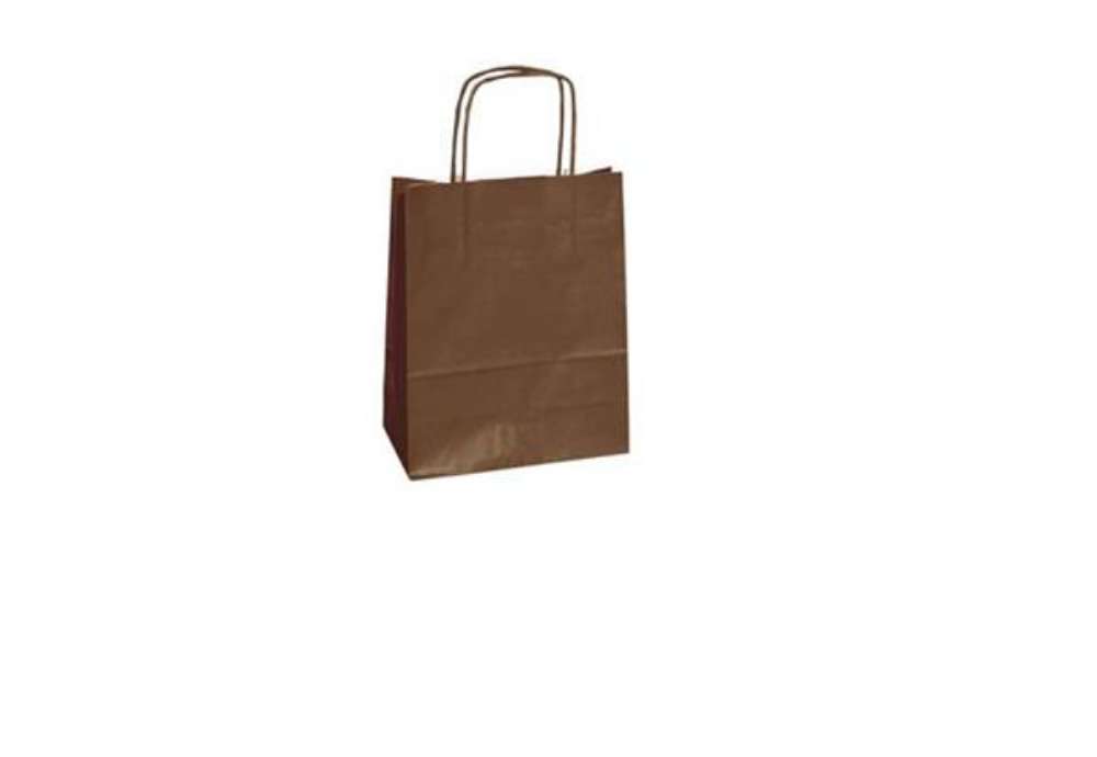 Immagine di Shopper Twisted - maniglie cordino - 36  x 12 x 41 cm - carta kraft - marrone - Mainetti Bags - conf