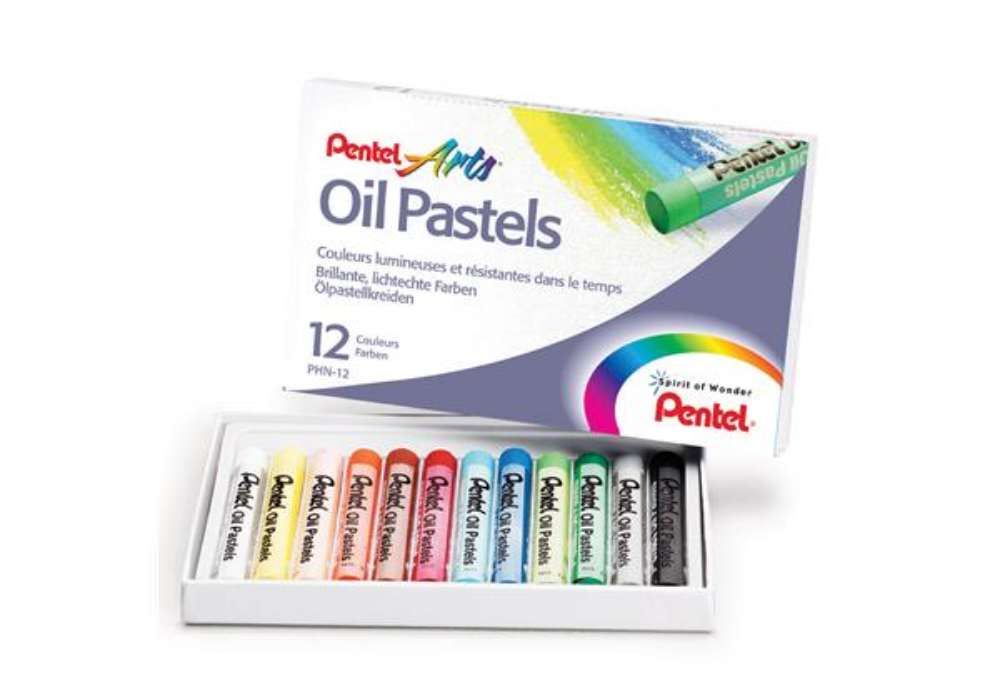 Immagine di Pastelli a olio - lunghezza 60 mm - colori assortiti - Pentel - astuccio 12 pezzi