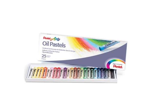 Immagine di Pastelli a olio - lunghezza 60 mm - colori assortiti - Pentel - astuccio 25 pezzi