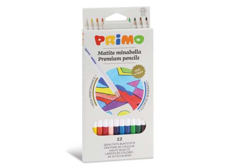 Immagine di Matite colorate Minabella - diametro mina 3,8 mm - colori assortiti - Primo - astuccio 12 pezzi