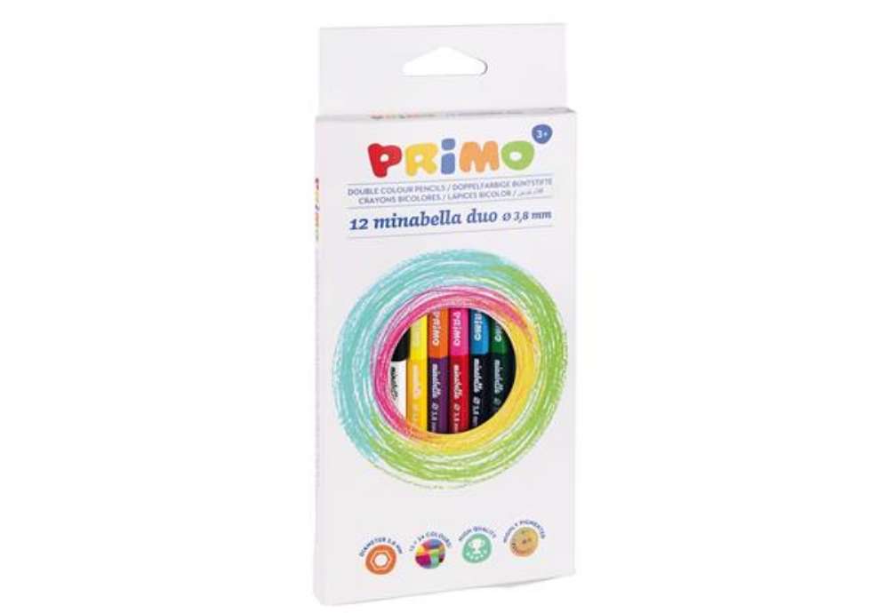 Immagine di Matite colorate Minabella - doppiocolore - diametro mina 3,8 mm - Primo - astuccio 12 pezzi