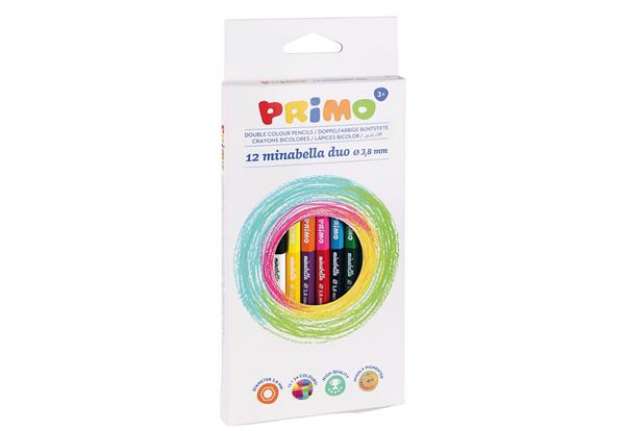 Immagine di Matite colorate Minabella - doppiocolore - diametro mina 3,8 mm - Primo - astuccio 12 pezzi