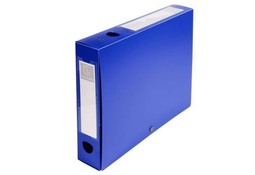 Immagine di Scatola per archivio box - con bottone - 25 x 33 cm - dorso 6 cm - blu - Exacompta