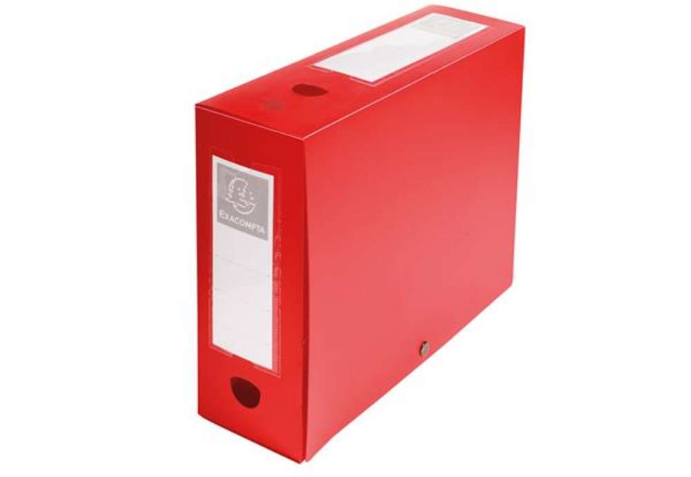 Immagine di Scatola per archivio box - con bottone - 25 x 33 cm - dorso 10 cm - rosso - Exacompta