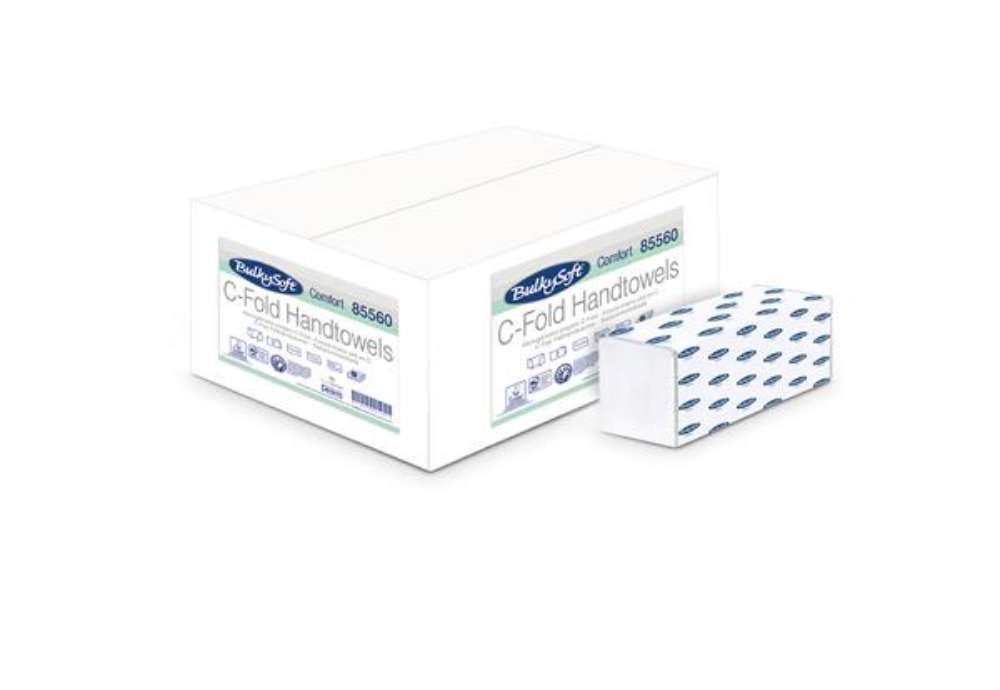 Immagine di Asciugamani piegati a C Comfort - 2 veli - goffratura micro - 18 gr - 23 x 31 cm - bianco - BulkySof