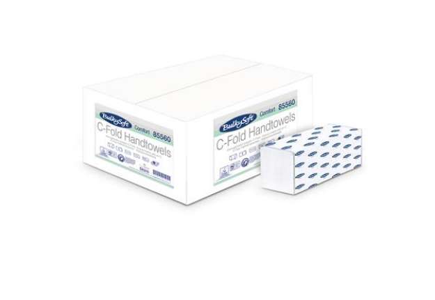 Immagine di Asciugamani piegati a C Comfort - 2 veli - goffratura micro - 18 gr - 23 x 31 cm - bianco - BulkySof