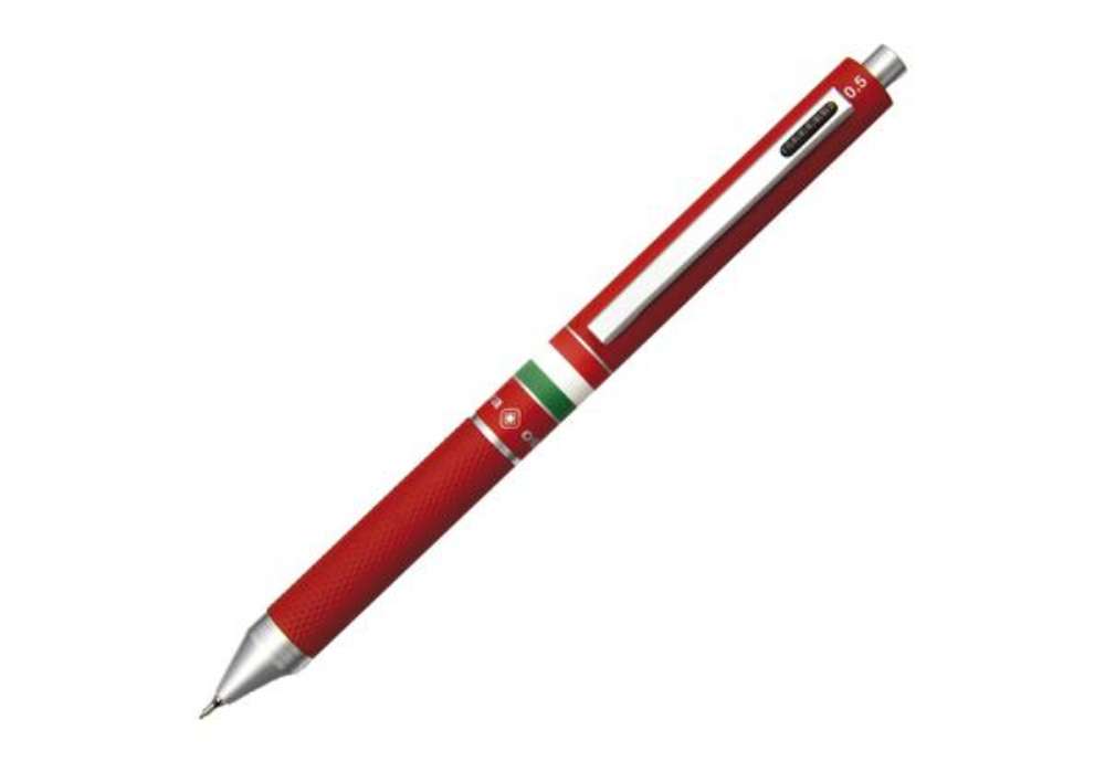 Immagine di Penna a sfera a scatto multifunzione - fusto rosso gommato Italia - Osama