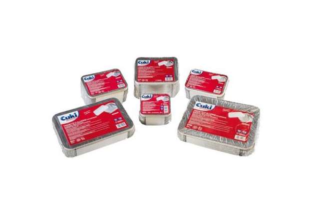 Immagine di Contenitore in alluminio - 20,2 x 13,7 x 5 cm - 3 porzioni - coperchio incluso - Cuki Professional -
