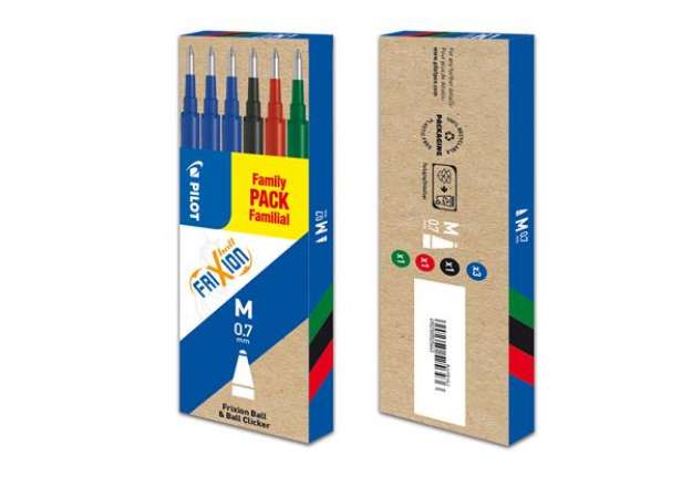 Immagine di Refill a sfera Frixionball - punta 0,7mm - 3 blu, 1 nero, 1 rosso, 1 verde  - Pilot - conf. 6 pezzi