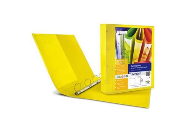 Immagine di Raccoglitore personalizzabile Myto TI - 4 anelli a D 17 mm - dorso 2,5 cm - 22x30 cm - giallo - Sei