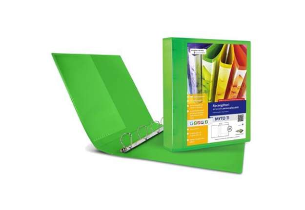 Immagine di Raccoglitore personalizzabile Myto TI - 4 anelli a D 17 mm - dorso 2,5 cm - 22x30 cm - verde - Sei R