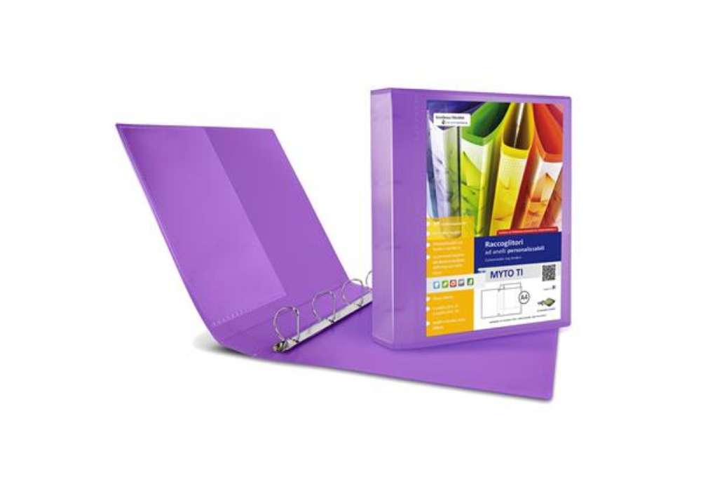Immagine di Raccoglitore personalizzabile Myto TI - 22 x 30 cm - 4 anelli a D 30 mm - dorso 4 cm - lilla - Sei R