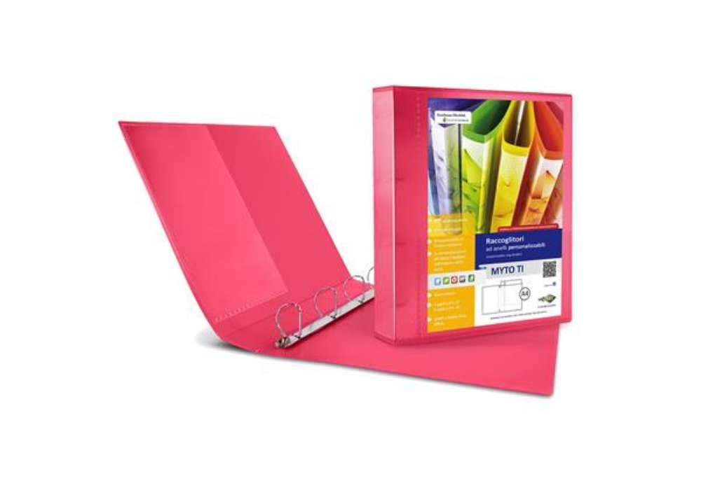 Immagine di Raccoglitore personalizzabile Myto TI - 22 x 30 cm - 4 anelli a D 30 mm - dorso 4 cm - rosso - Sei R