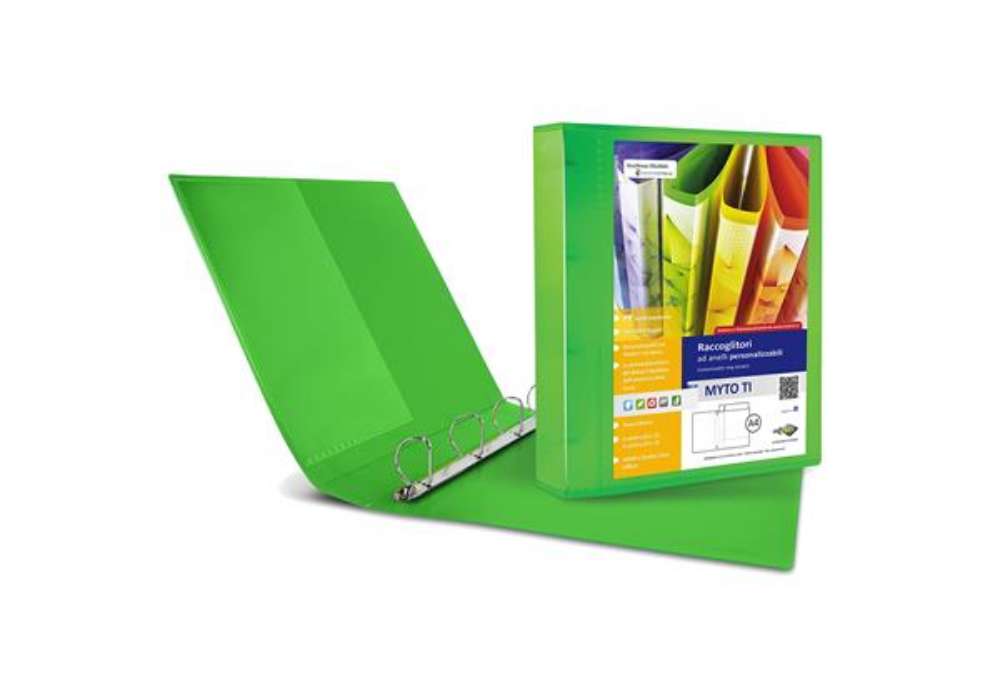 Immagine di Raccoglitore personalizzabile Myto TI - 22 x 30 cm - 4 anelli a D 30 mm - dorso 4 cm - verde - Sei R