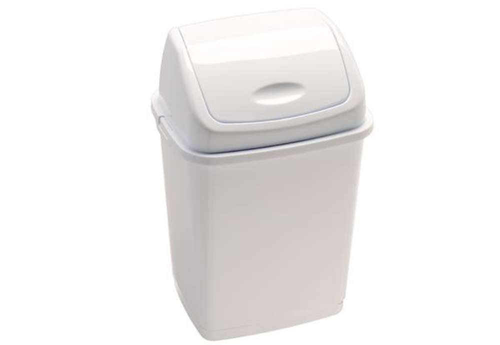 Immagine di Pattumiera con coperchio basculante Rif Basic - 44x33x68 cm - 50 L - bianco - Medial