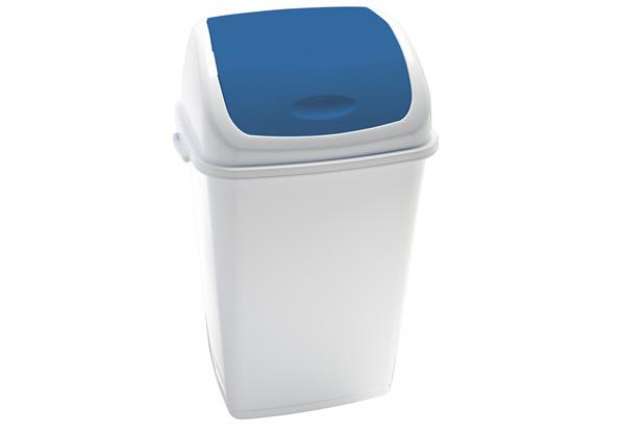 Immagine di Pattumiera con coperchio basculante Rif - 44x33x68 cm - 50 L - bianco/blu - Medial