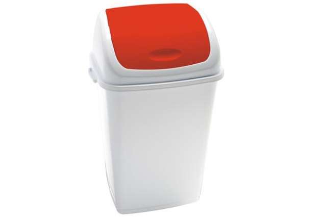 Immagine di Pattumiera con coperchio basculante Rif - 44x33x68 cm - 50 L - bianco/rosso - Medial