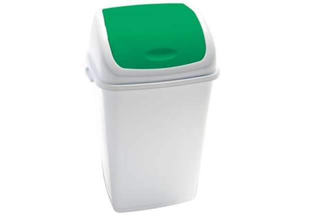 Immagine di Pattumiera con coperchio basculante Rif - 44x33x68 cm - 50 L - bianco/verde - Medial