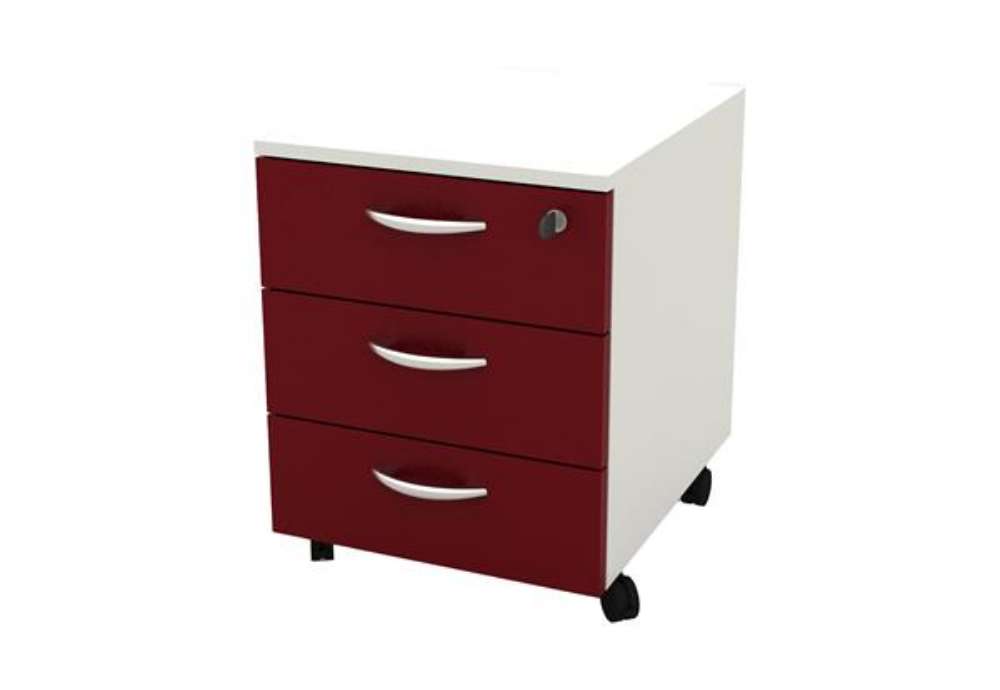 Immagine di Cassettiera Rainbow - 3 cassetti - con ruote - 41 x 50 x 52,2 cm - bianco/prugna