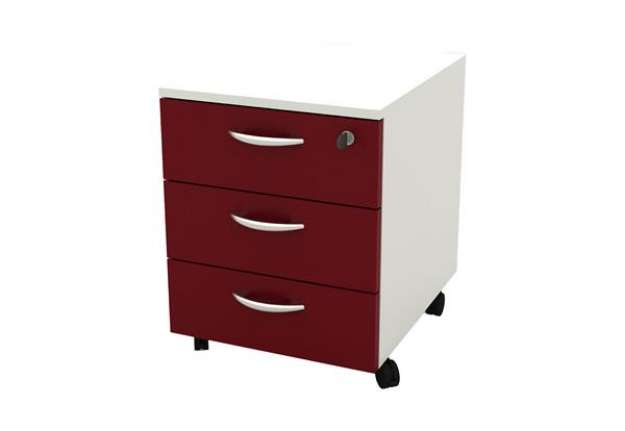 Immagine di Cassettiera Rainbow - 3 cassetti - con ruote - 41 x 50 x 52,2 cm - bianco/prugna