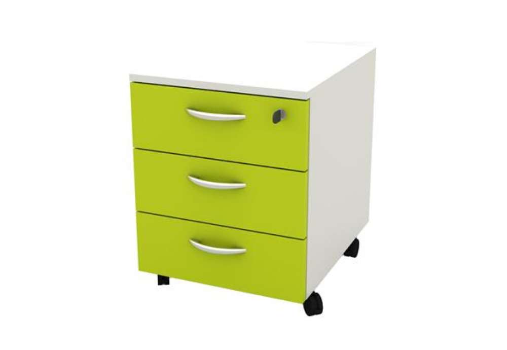 Immagine di Cassettiera Rainbow - 3 cassetti - con ruote - 41 x 50 x 52,2 cm - bianco/verde