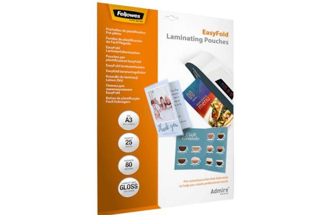 Immagine di Pouches Admire Easyfold - A3 - cordonate - Fellowes - scatola 25 pezzi