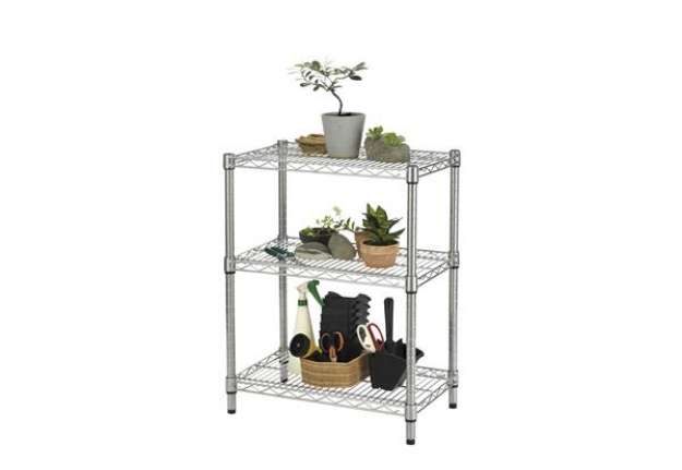 Immagine di Kit scaffale Archimede Outdoor - 3 ripiani - 36 x 60 x75 cm - acciaio zincato - cromato - Serena Gro