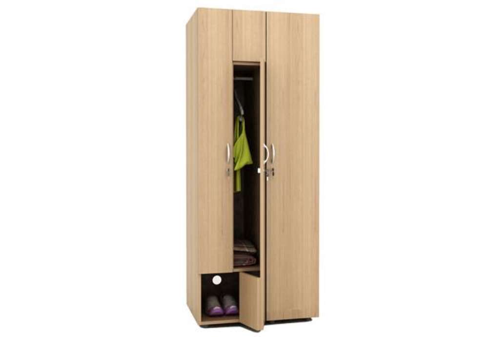 Immagine di Armadio guardaroba - 2 ante - 40 x 52 x 185 cm - noce chiaro