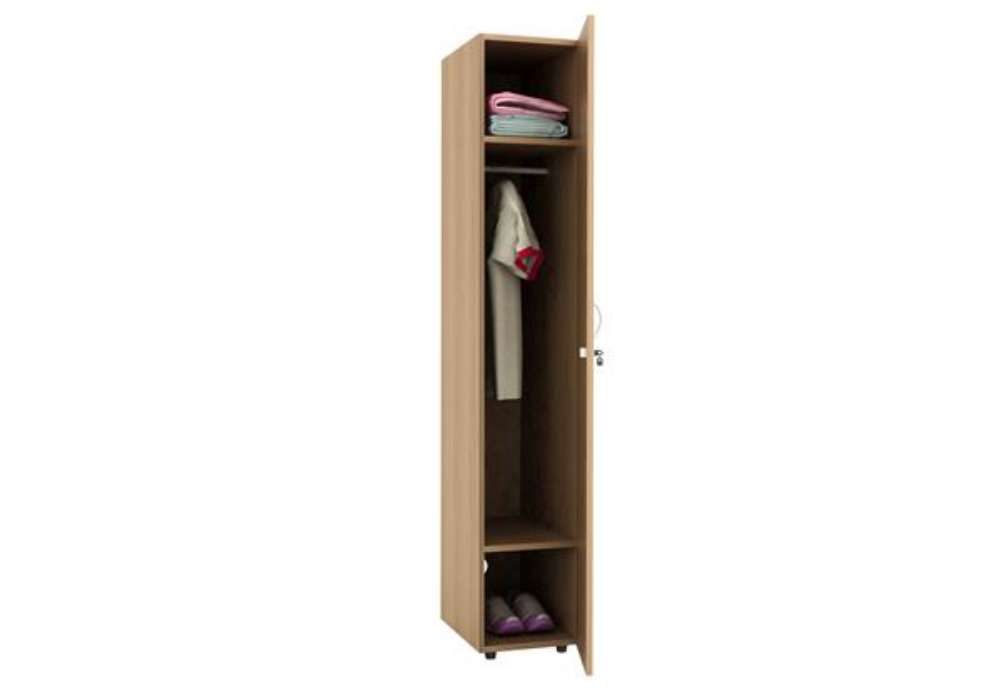 Immagine di Armadio guardaroba - 1 anta - 33 x 52 x 185 cm - noce chiaro