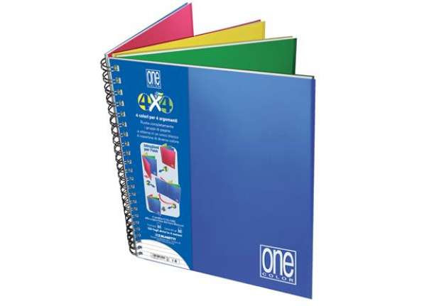 Immagine di Blocco One Color 4 x 4 - A4+ - forato - 1 rigo - 120 fogli - 80 gr - spiralato - Blasetti
