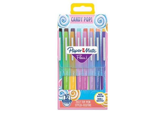Immagine di Pennarello Flair Nylon - punta feltro - 1,10mm - colori assortiti Candy Pop - Papermate - conf.16 pe