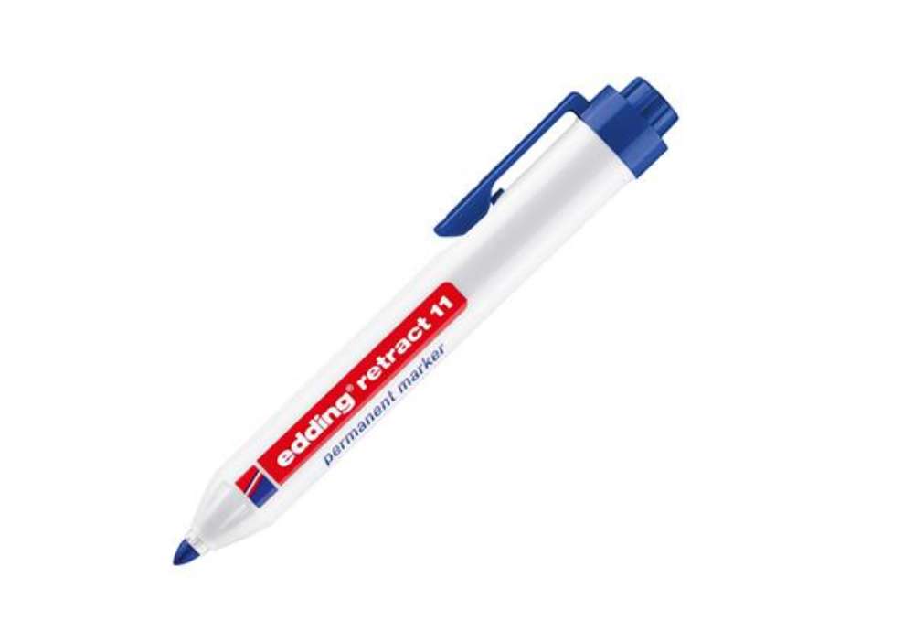 Immagine di Marcatore permanente a scatto 11 - punta tonda - da 1,5 a 3 mm - blu - Edding