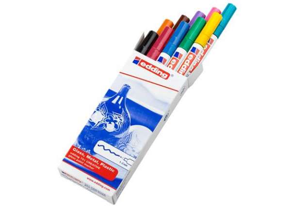 Immagine di Marcatore permanente a vernice 751 - punta tonda fine - da 1 a 2 mm - Edding - astuccio 10 pezzi