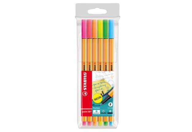 Immagine di Fineliner Point 88 - tratto 0,4 mm - colori assortiti neon - Stabilo - conf. 6 pezzi