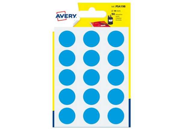 Immagine di Etichette adesive tonde PSA - in carta - permanenti - diametro 19 mm - 15 et/fg - 6 fogli - blu - Av