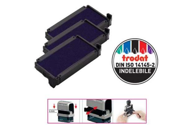 Immagine di Tampone di ricambio 6/4910 - blu - Trodat  - conf. 3 pezzi