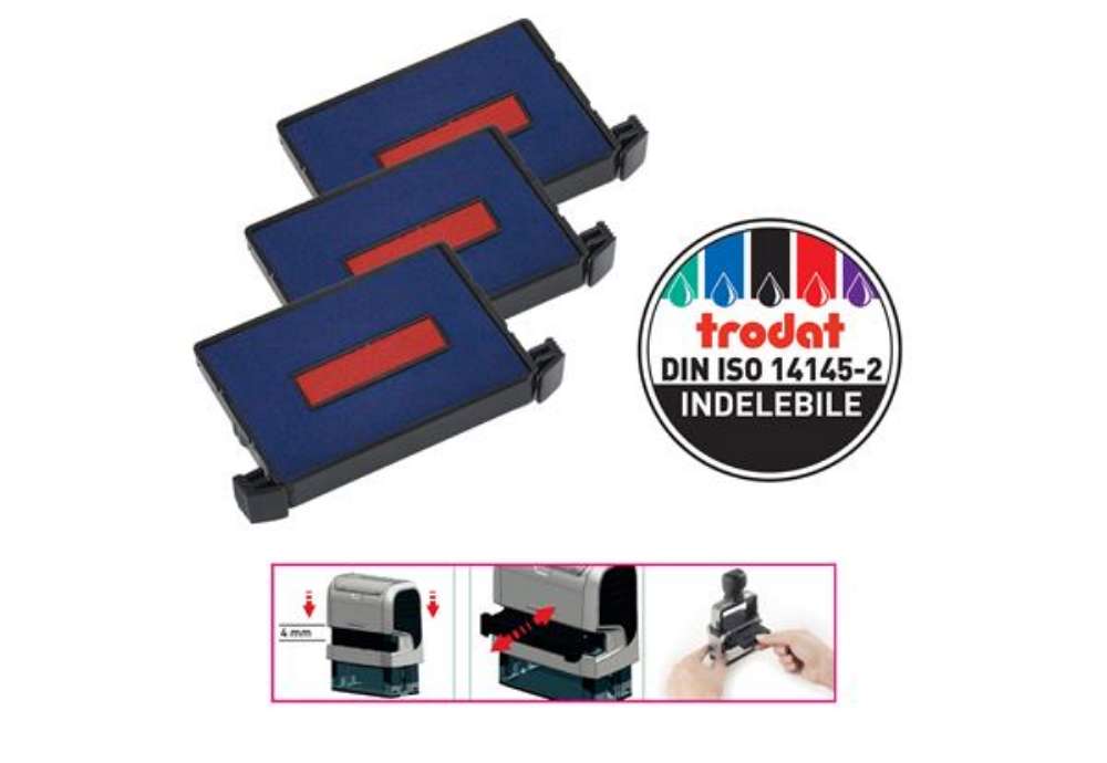 Immagine di Tampone di ricambio 6/4750/2 - blu/rosso - Trodat - conf. 3 pezzi
