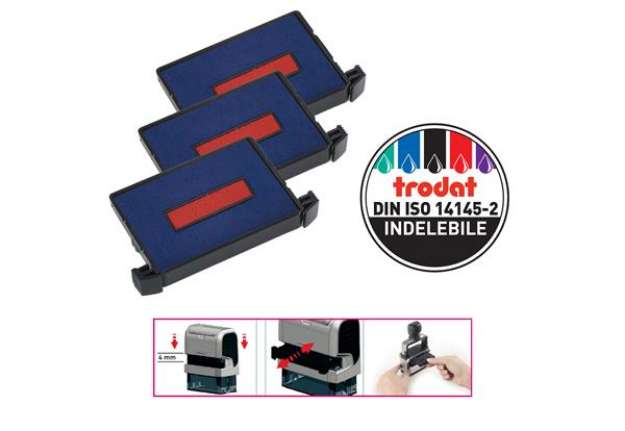 Immagine di Tampone di ricambio 6/4750/2 - blu/rosso - Trodat - conf. 3 pezzi