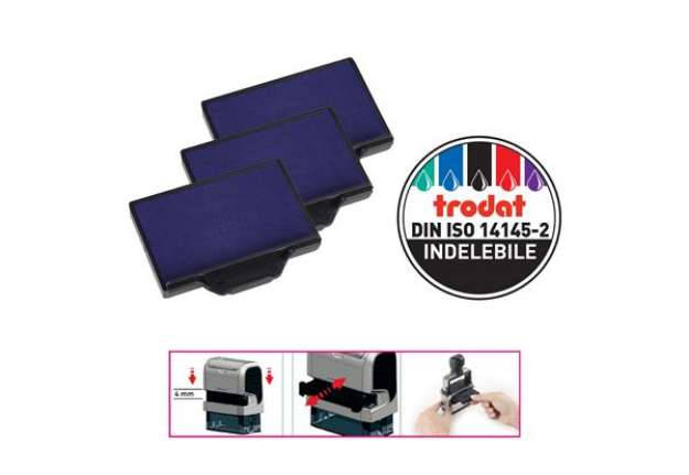 Immagine di Tampone di ricambio 6/56 - blu - Trodat - conf. 3 pezzi