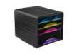 Immagine di Cassettiera Smoove - 36 x 28,8 x 27 cm - 5 cassetti misti - nero/multicolore - Cep