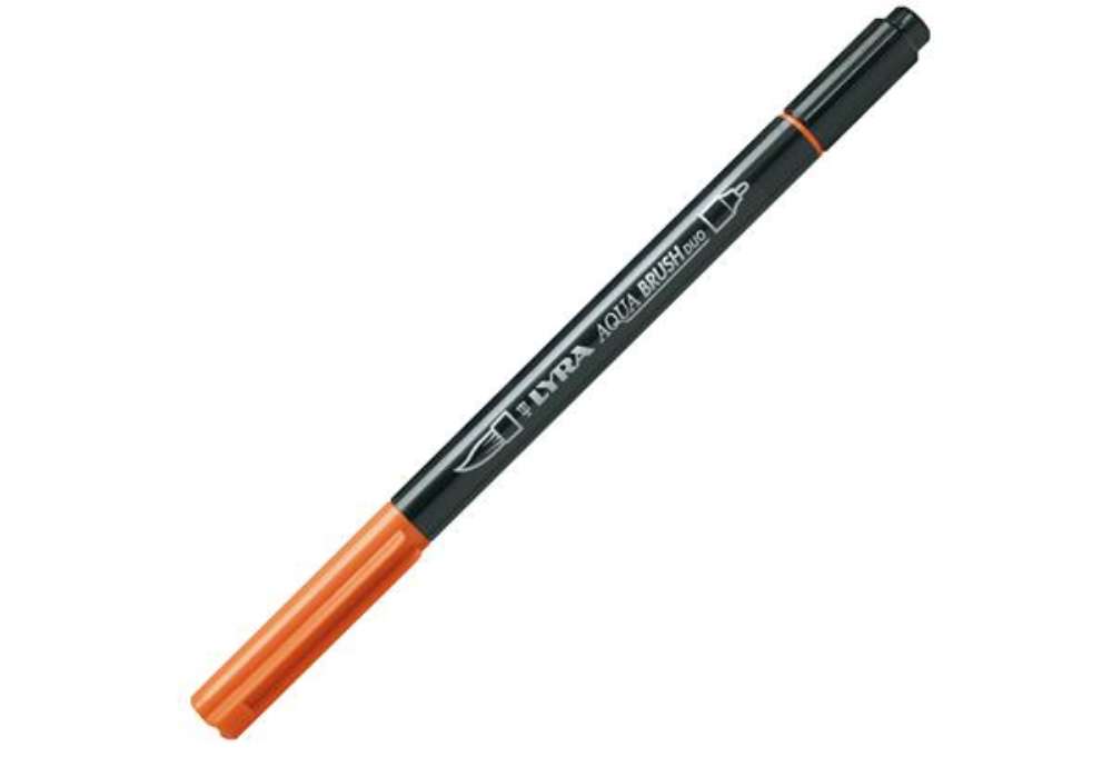 Immagine di Pennarello Aqua Brush Duo - punte 2/4 mm - arancio - Lyra