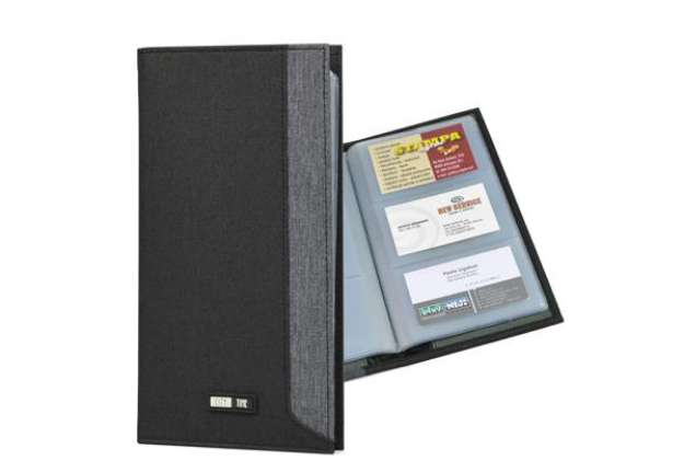 Immagine di Portabiglietti in tessuto - 12 x 23 cm - capacità 64 biglietti - nero/grigio - City Time